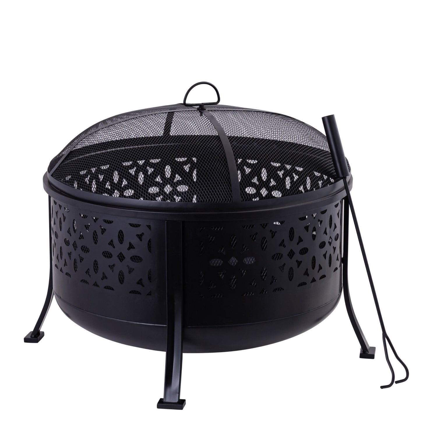 24.5 Inch Black Iron Diamond Cut Firepit
