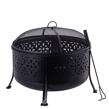 24.5 Inch Black Iron Diamond Cut Firepit