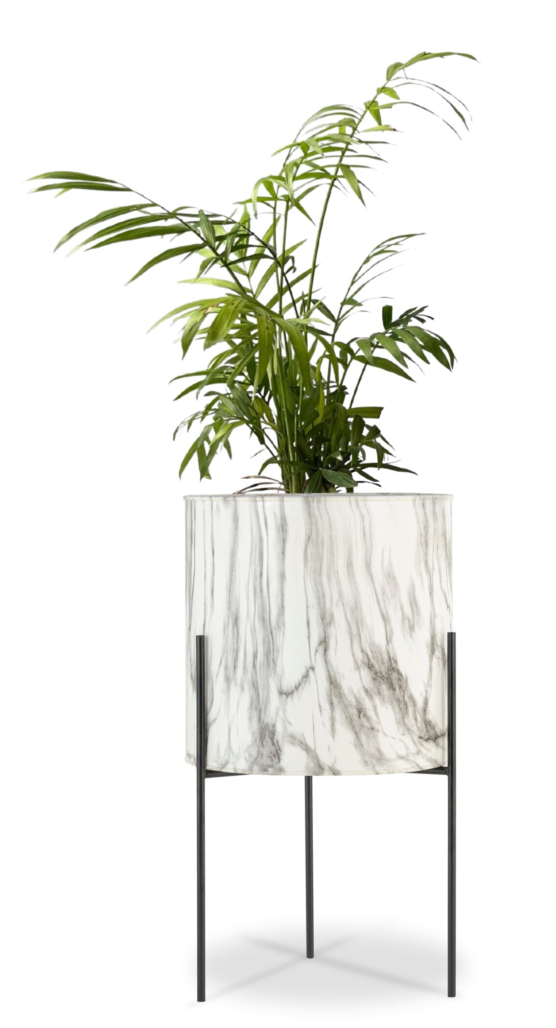CARERRA WHITE BLACK METAL PLANTER