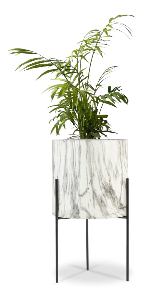 CARERRA WHITE BLACK METAL PLANTER