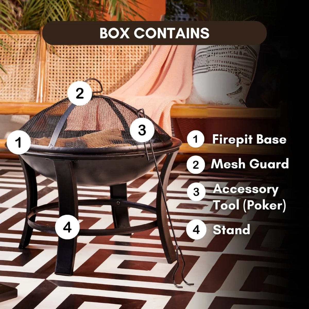 22 Inch Black Iron Bryne Firepit