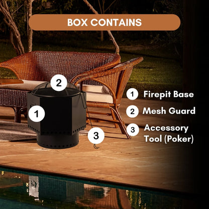 20.5 Inch Black Iron Salvo Smoke-less Hexagonal Firepit