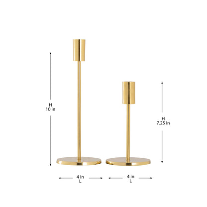 Modern Gold Candle Holder- Set Of 2