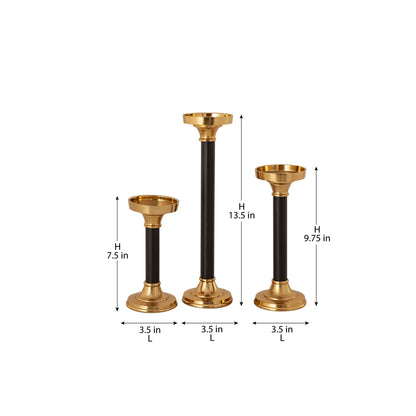 Black & Gold Candle Holders- Set Of 3