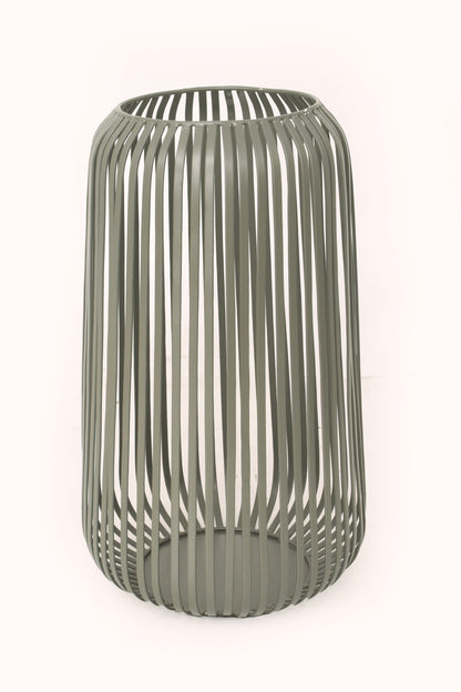 LINEAR MESH OLIVE METAL LANTERNS - Set of 3