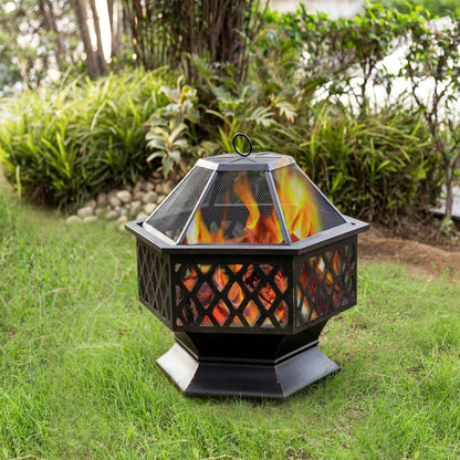 HEXAVE - 27.5 Inch Wrought Iron Hexagonal Fire Pit