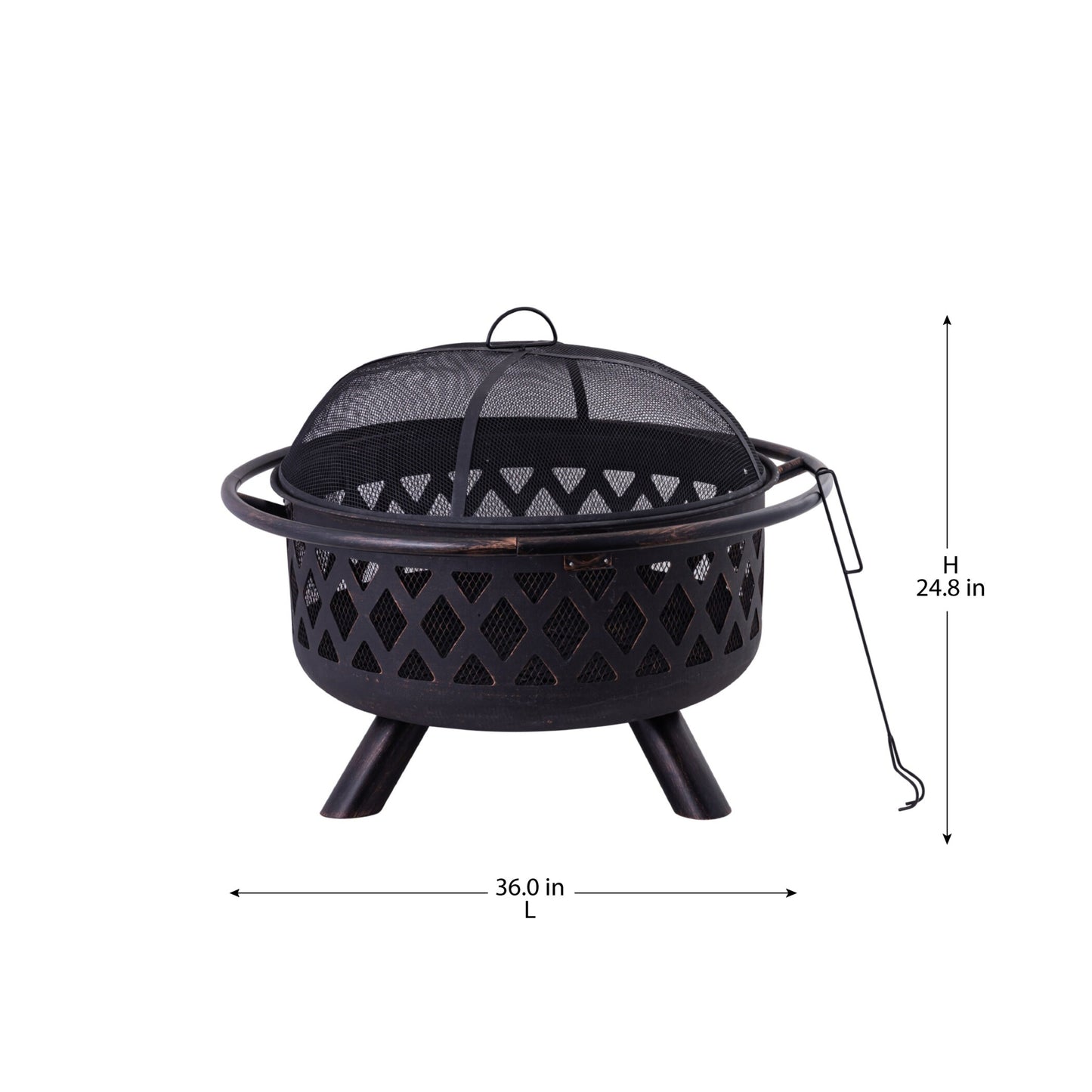 LATICE - 36 inch Black Outdoor Iron Fire Pit