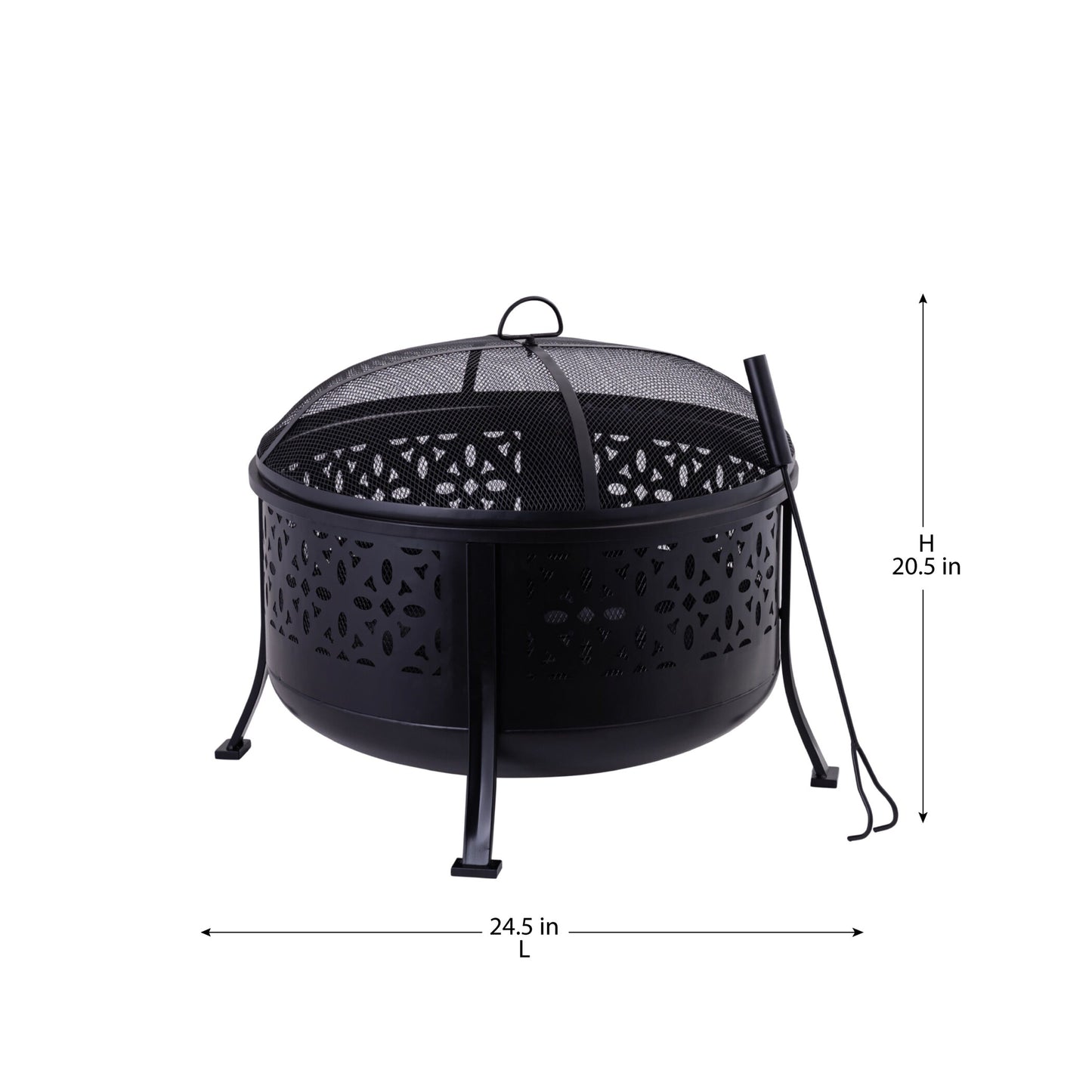 24.5 Inch Black Iron Diamond Cut Firepit