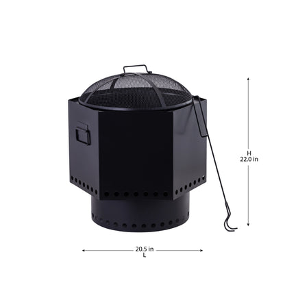 20.5 Inch Black Iron Salvo Smoke-less Hexagonal Firepit