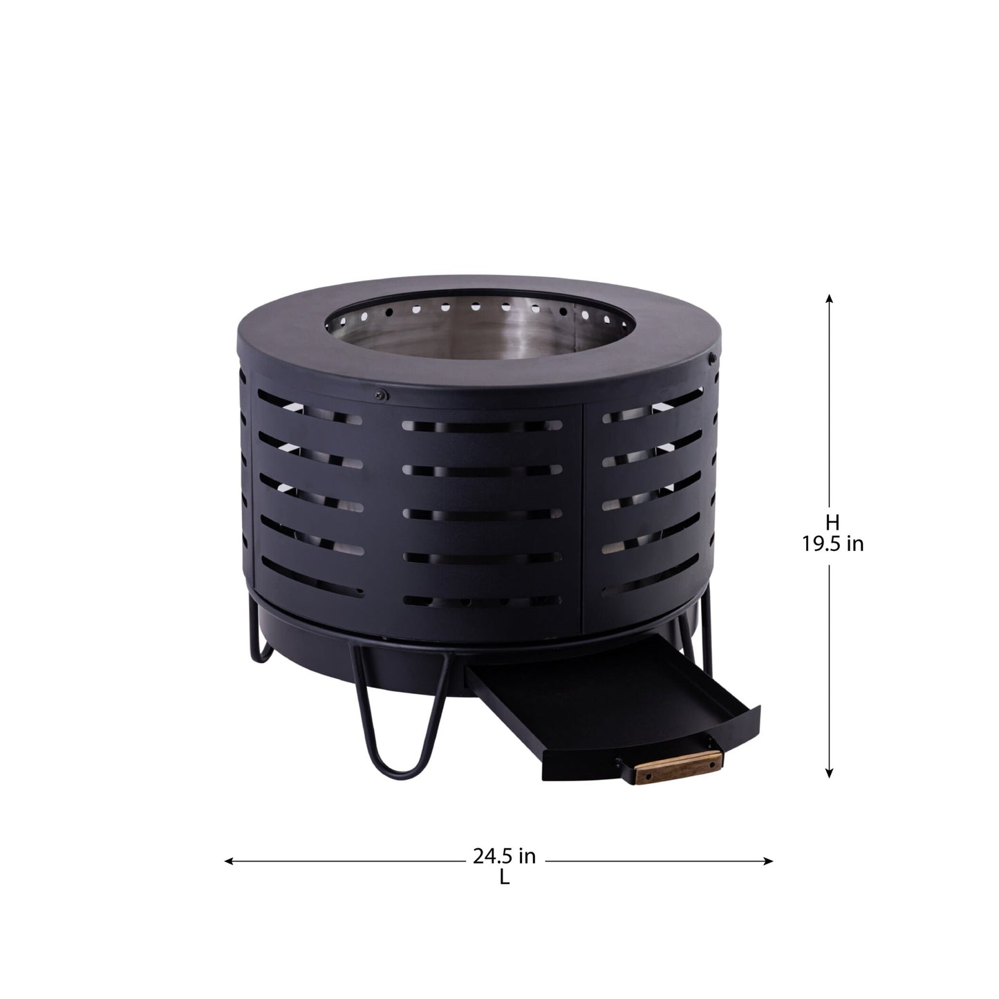 24.5 Inch Black Iron Volley Smoke-less Firepit