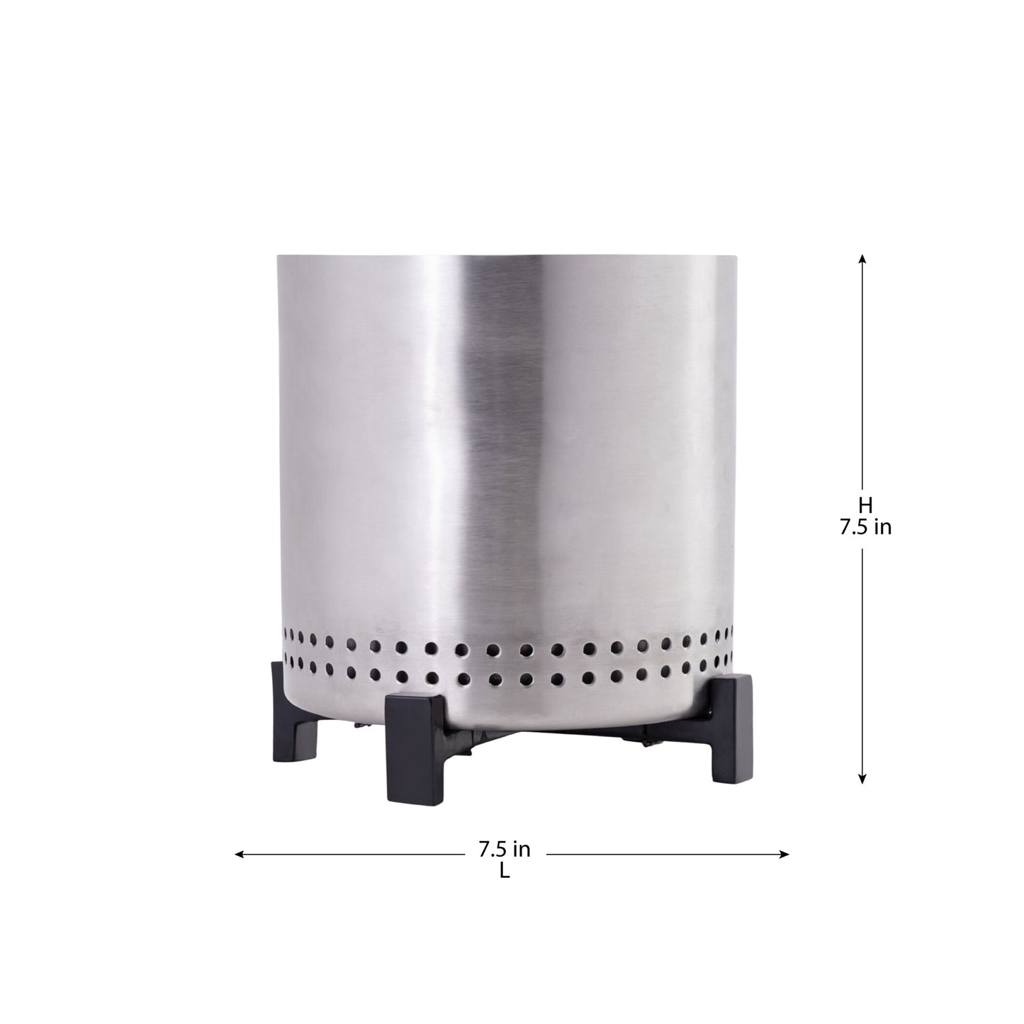 7.5 Inch Silver Steel Smokeless Tabletop Fire Pit With Stand