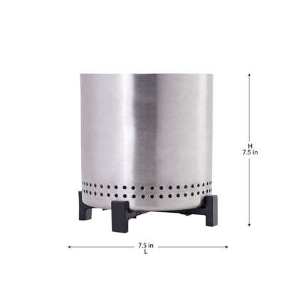 7.5 Inch Silver Steel Smokeless Tabletop Fire Pit With Stand