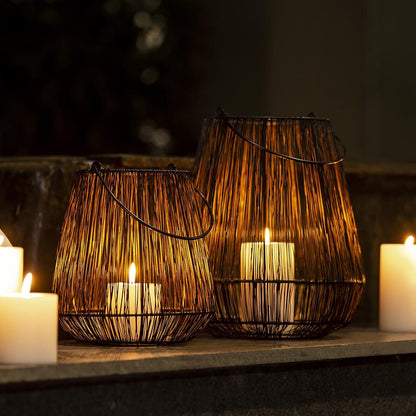 PEAR MESH BLACK METAL LANTERN