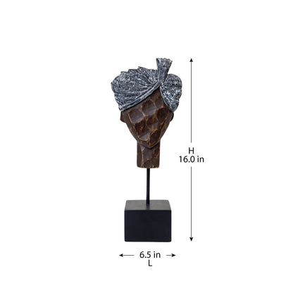 SURPANCH WOODEN ANTIQUE BUST DECOR OBJECT