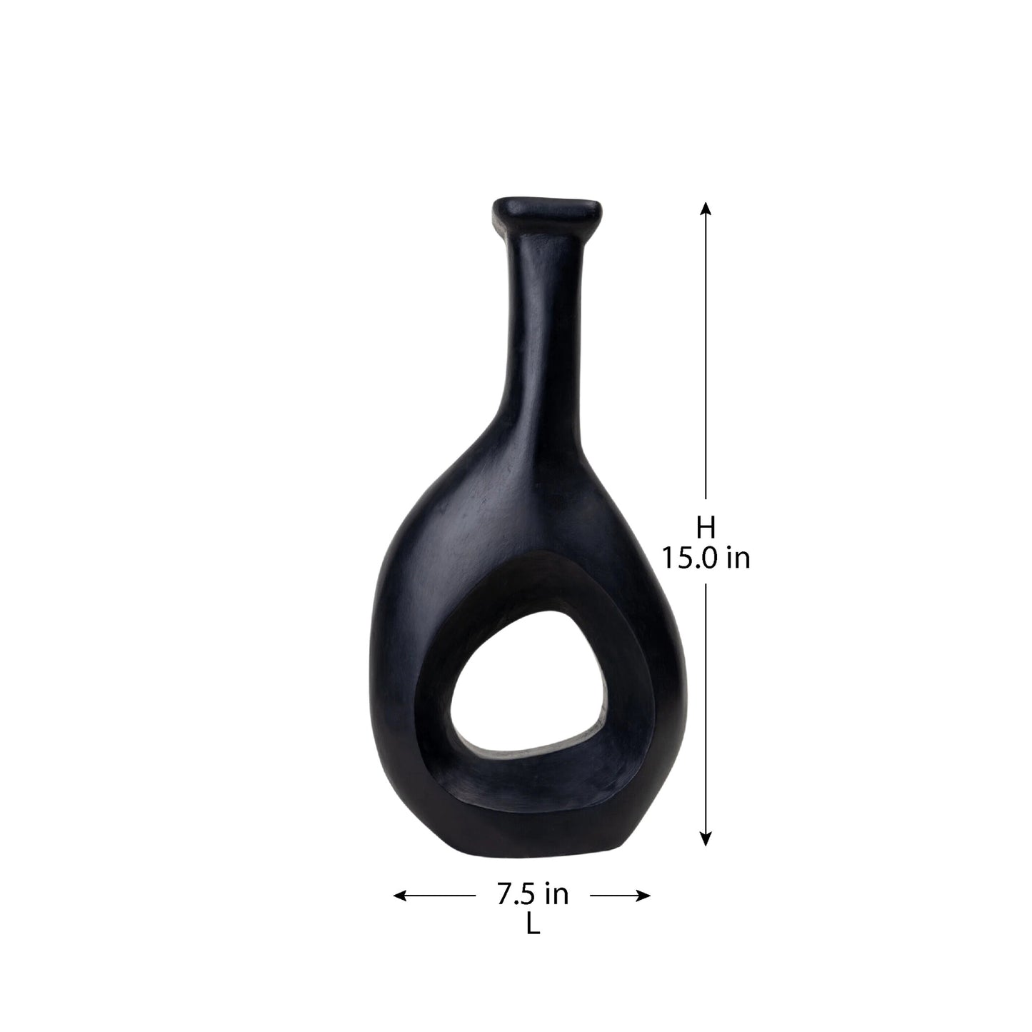 AMPHORA WOODEN BLACK TALL VASE