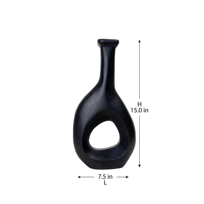 AMPHORA WOODEN BLACK TALL VASE