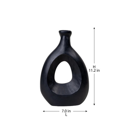 AMPHORA WOODEN BLACK SMALL VASE