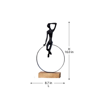 TRAPEZE WOMAN METAL WOOD DECOR OBJECT