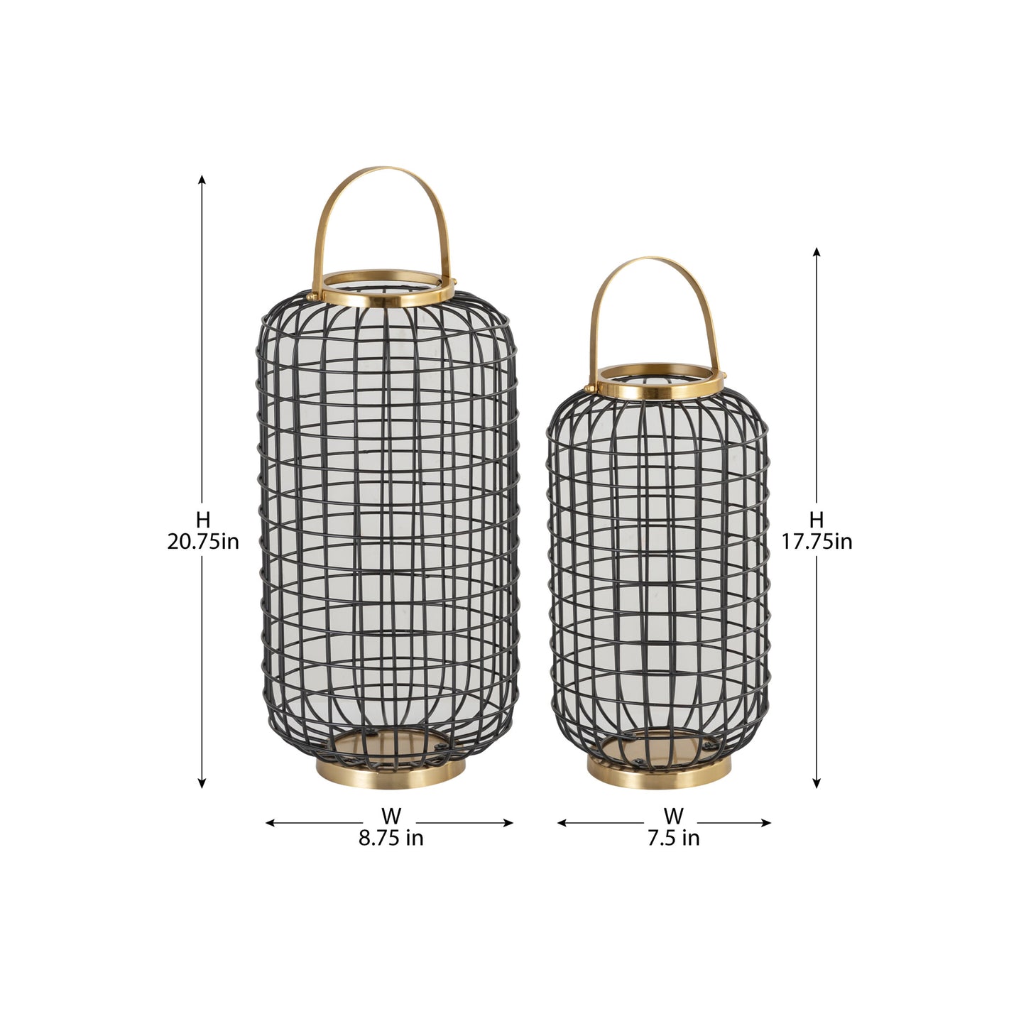 GRID BLACK METAL LANTERN - SET OF 2