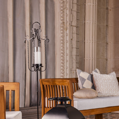 LAMP POST BLACK METAL LONG LANTERN