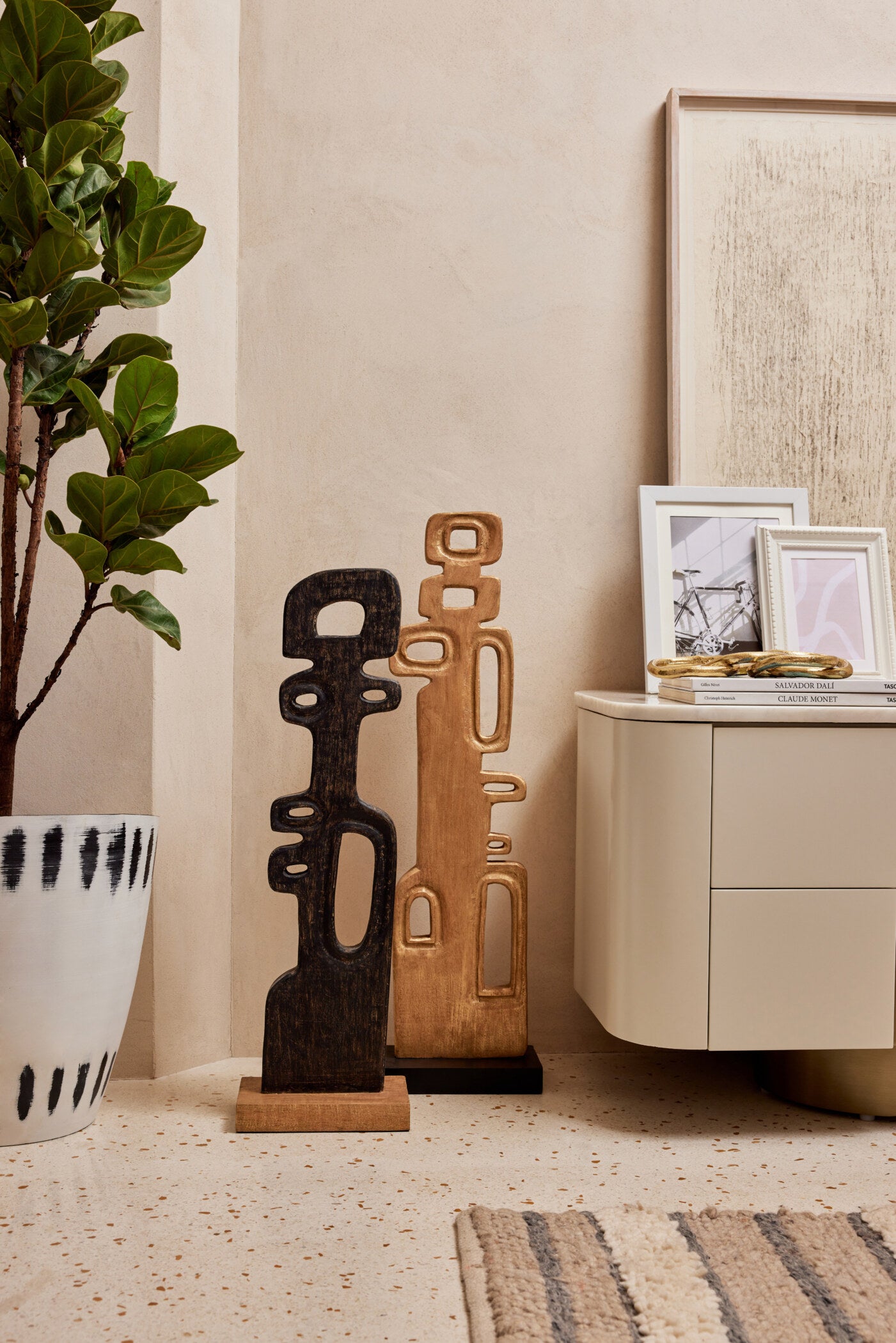 INCA 2 WOODEN BLACK TALL SCULPTURE