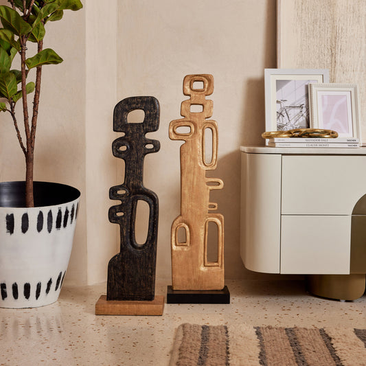 INCA 2 WOODEN BLACK TALL SCULPTURE