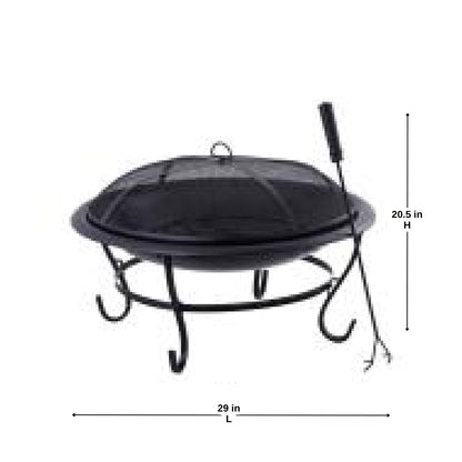 29 Inch Outdoor Iron Fire Pit Set with Mesh Guard