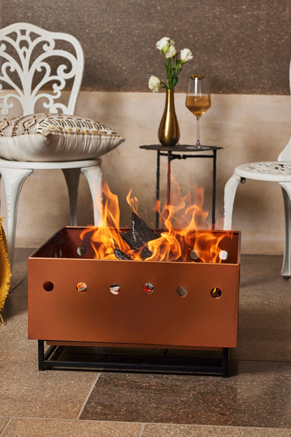 28.8 Inch Copper Lumbre Metal Square Firepit