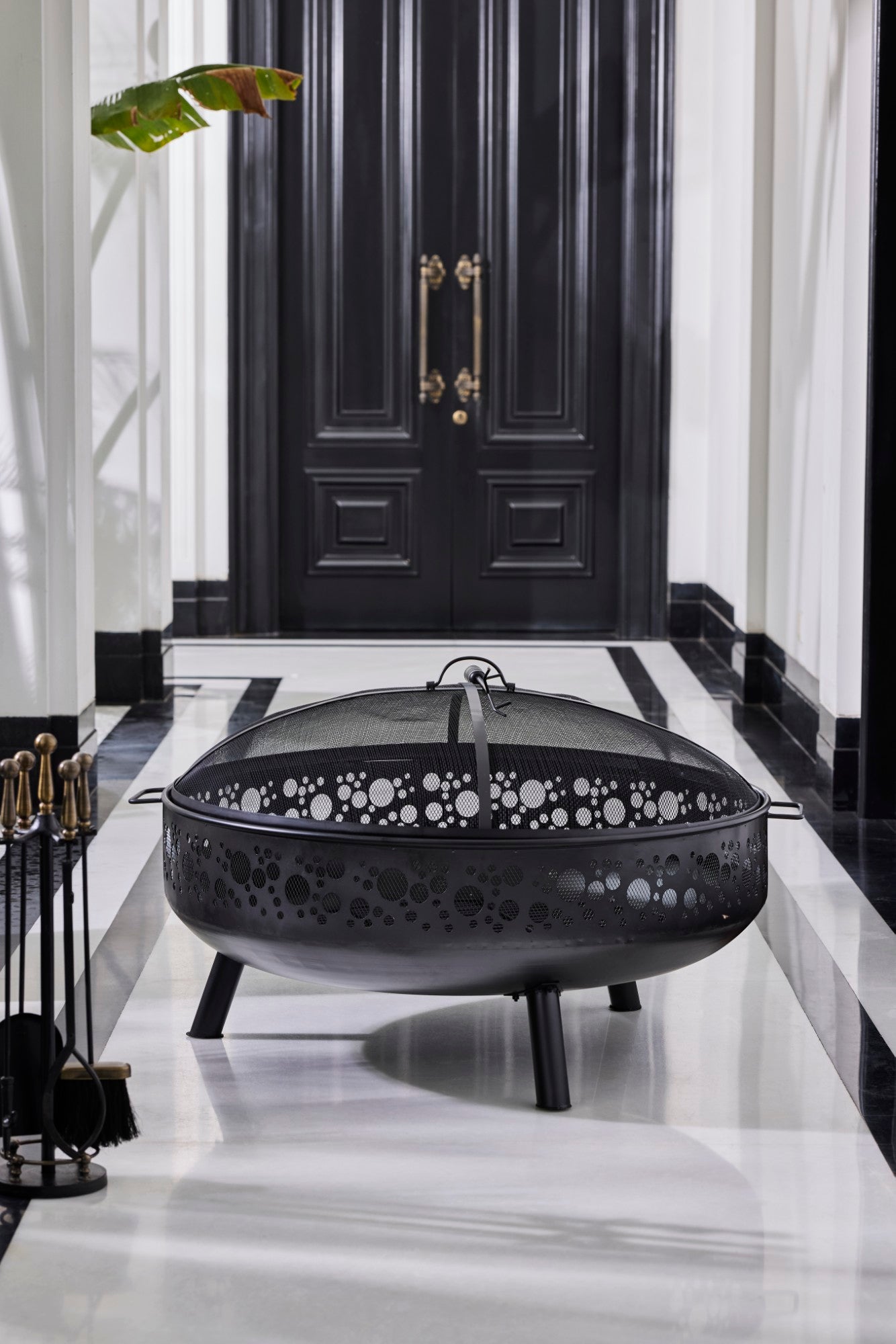 Celestia Iron 39" Fire Pit – Black Powder Coated Elegance