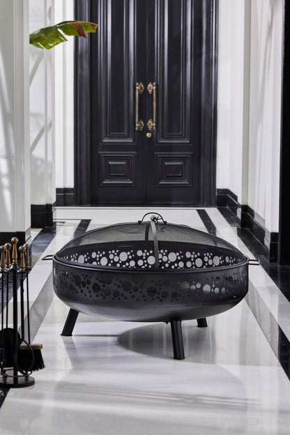 Celestia Iron 39" Fire Pit – Black Powder Coated Elegance