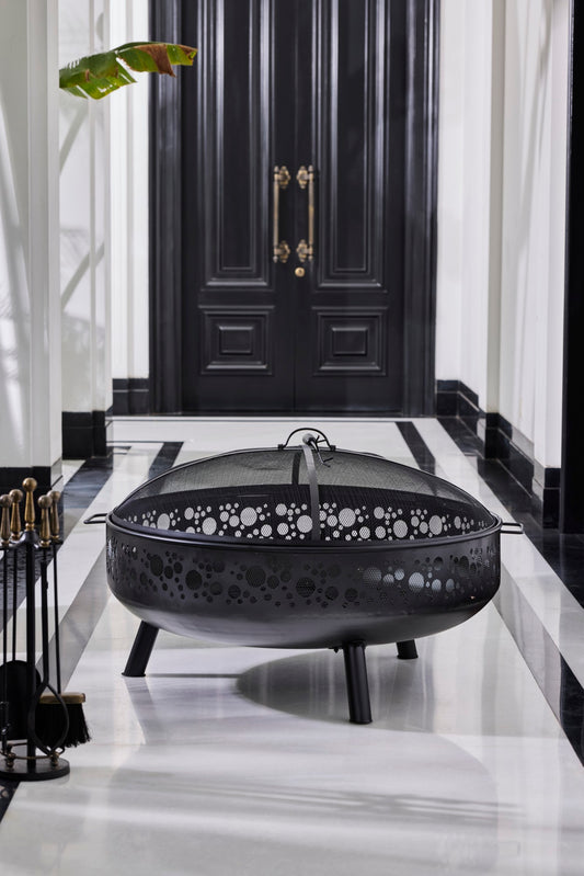 Celestia Iron 39" Fire Pit – Black Powder Coated Elegance