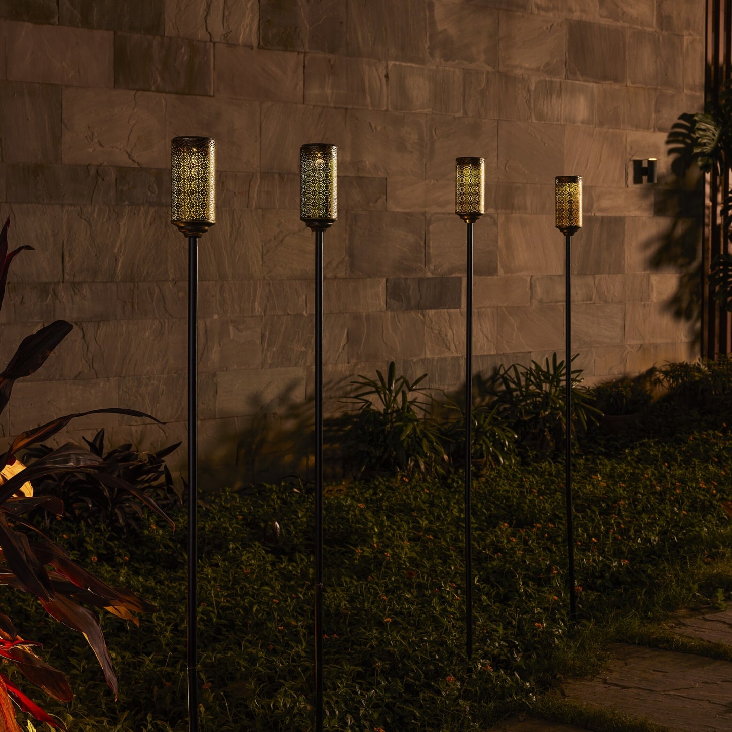 SOLAR TIKI BLACK COPPER METAL TORCH (set of 2)