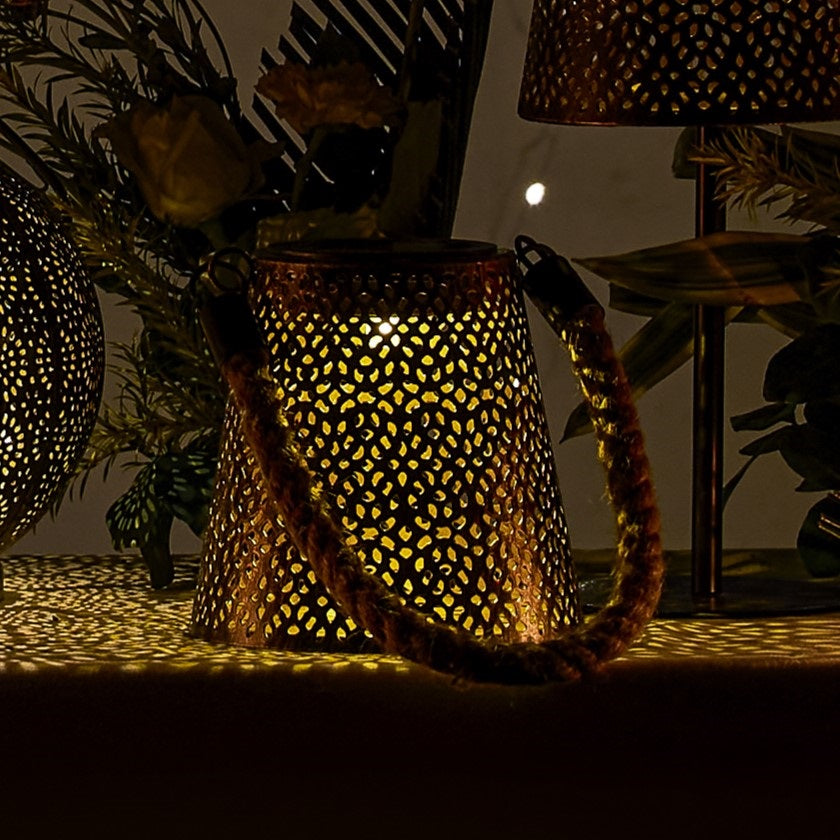 SOLAR NOURA BLACK COPPER METAL MINI LANTERN