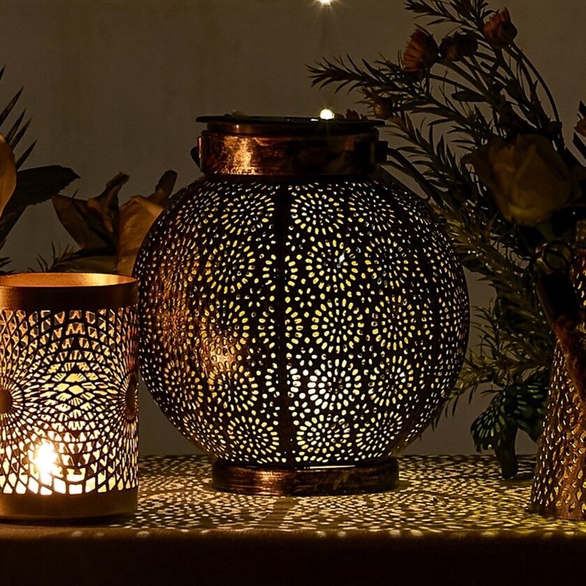 SOLAR SIRAJ BLACK COPPER ROUND LANTERN