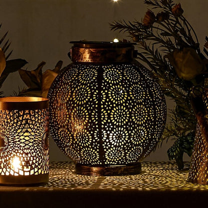 SOLAR SIRAJ BLACK COPPER ROUND LANTERN