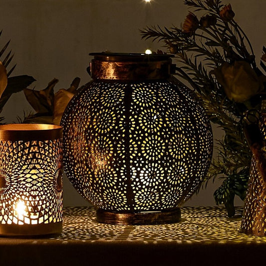 SOLAR SIRAJ BLACK COPPER ROUND LANTERN
