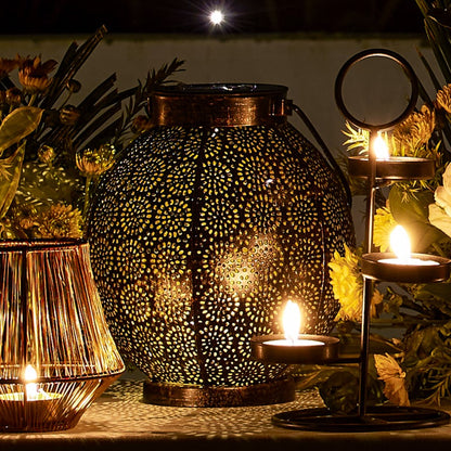 SOLAR SIRAJ BLACK COPPER ROUND LANTERN