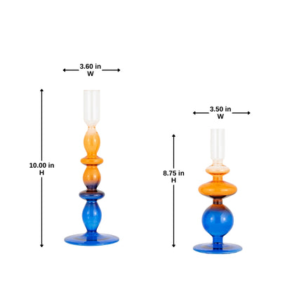 Aurora Duo Glass Candle Holder - Set of 2