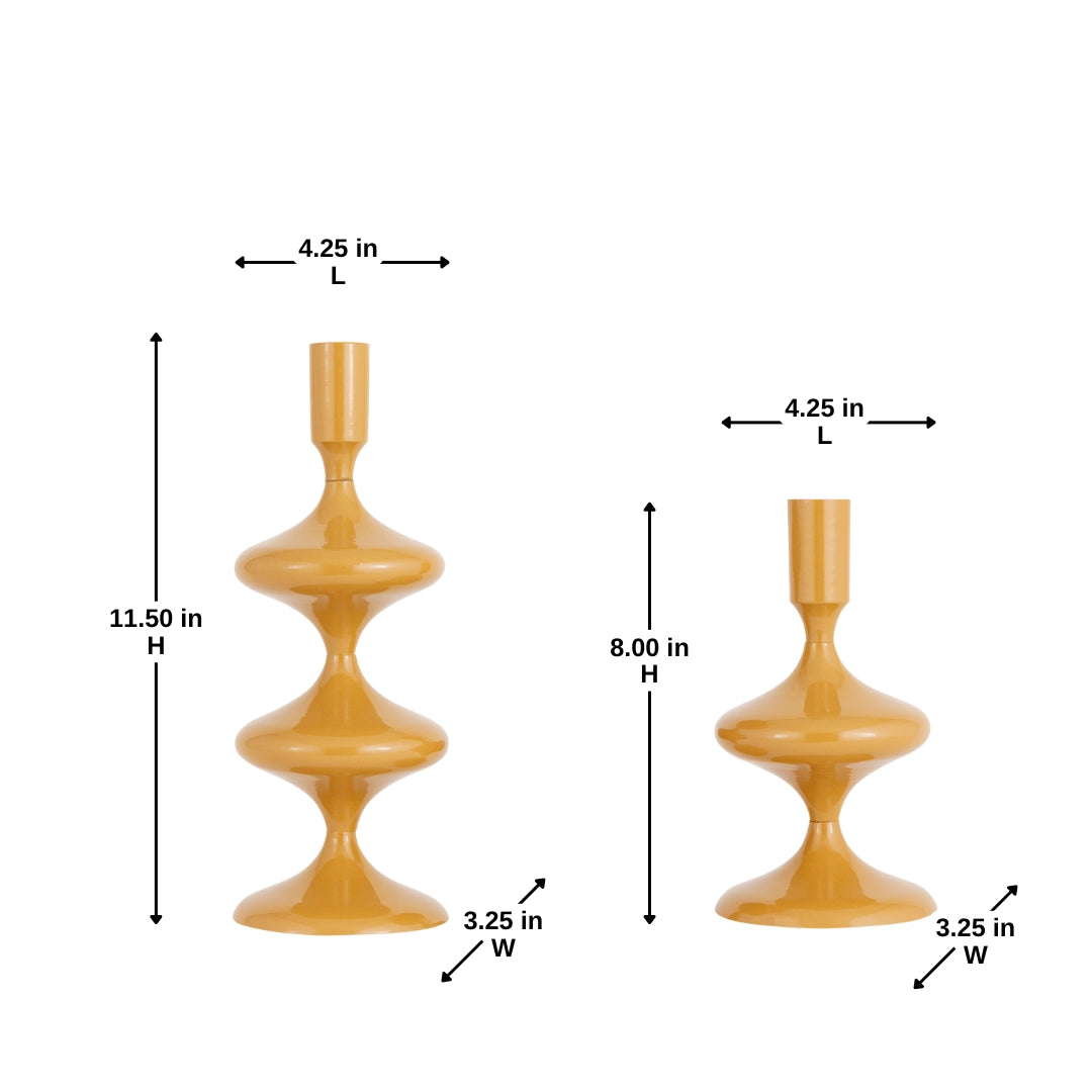 Solis Amber Sculpt Candle Holder - Set of 2