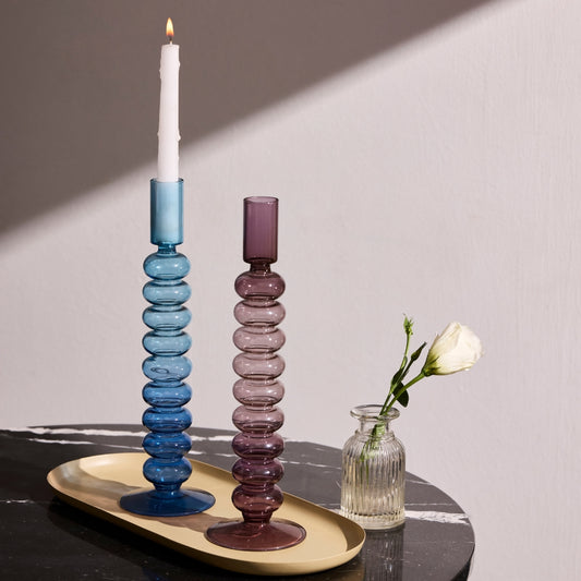 Lumea Bubble Glass Candle Holders - Set of 2
