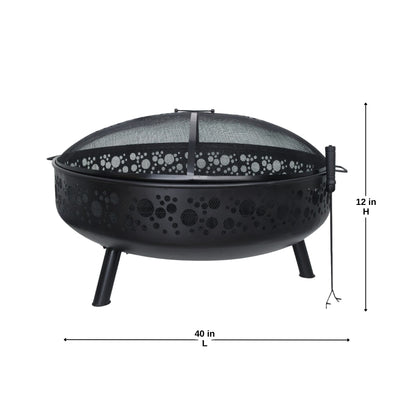 Celestia Iron 39" Fire Pit – Black Powder Coated Elegance