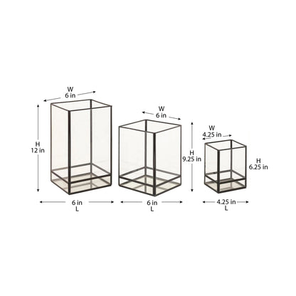 Square Glass Lantern - Set of 3