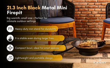 21.3 Inch Black Metal Mini Firepit