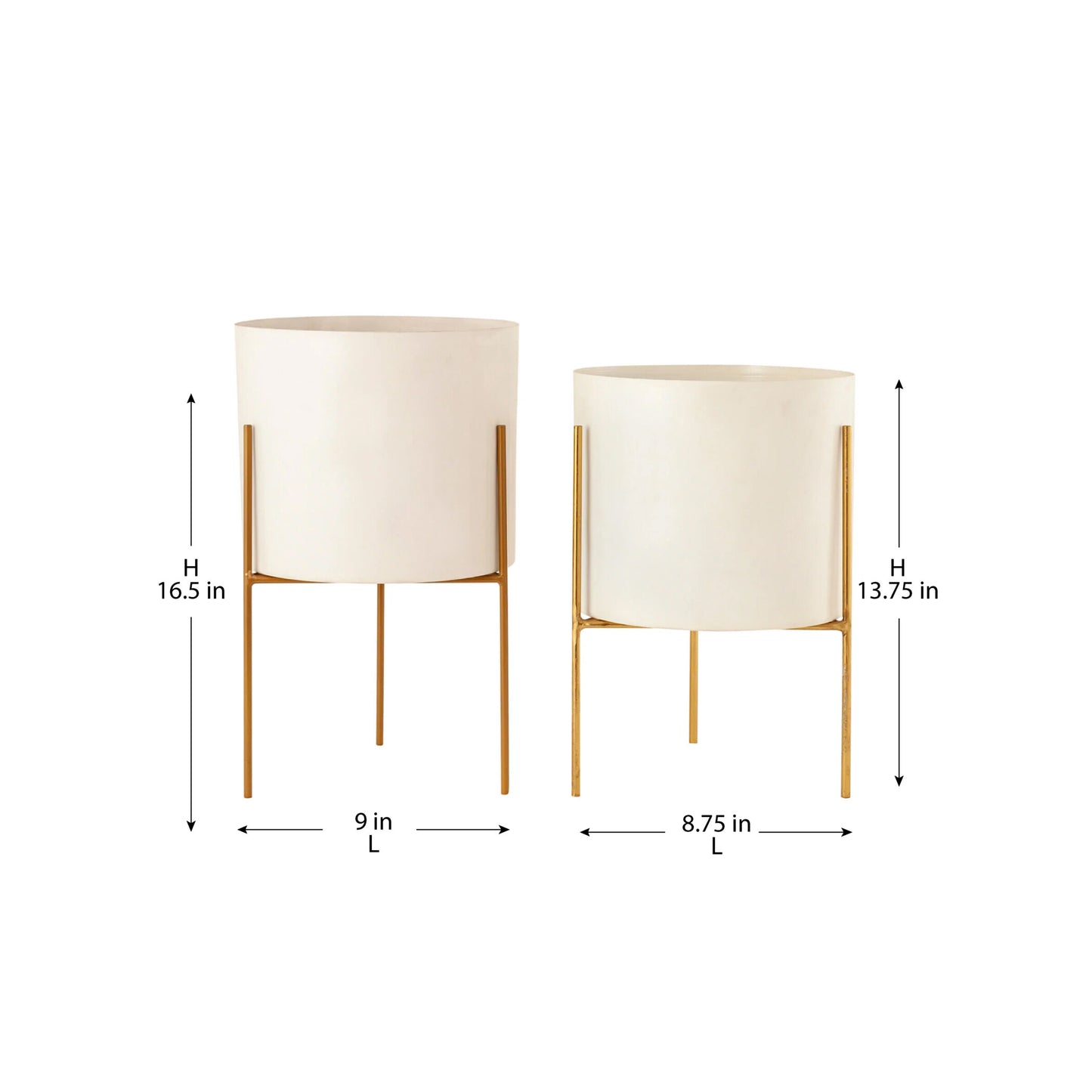 White&Gold Planters- Set Of 2