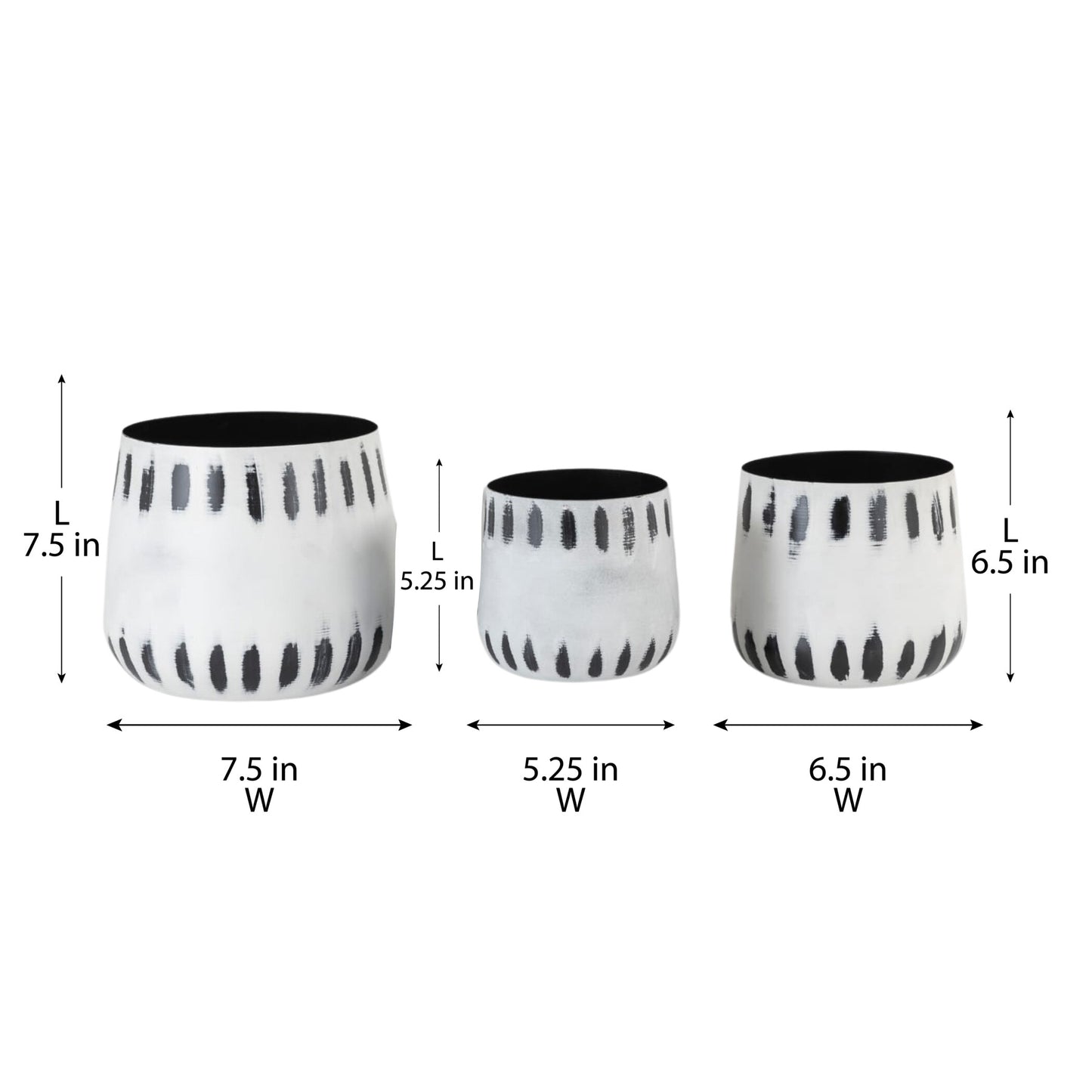 DASH WHITE BLACK METAL PLANTER