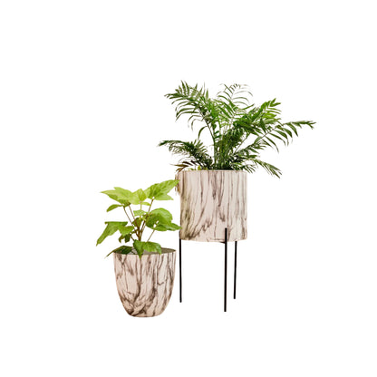 CARERRA WHITE BLACK METAL PLANTER