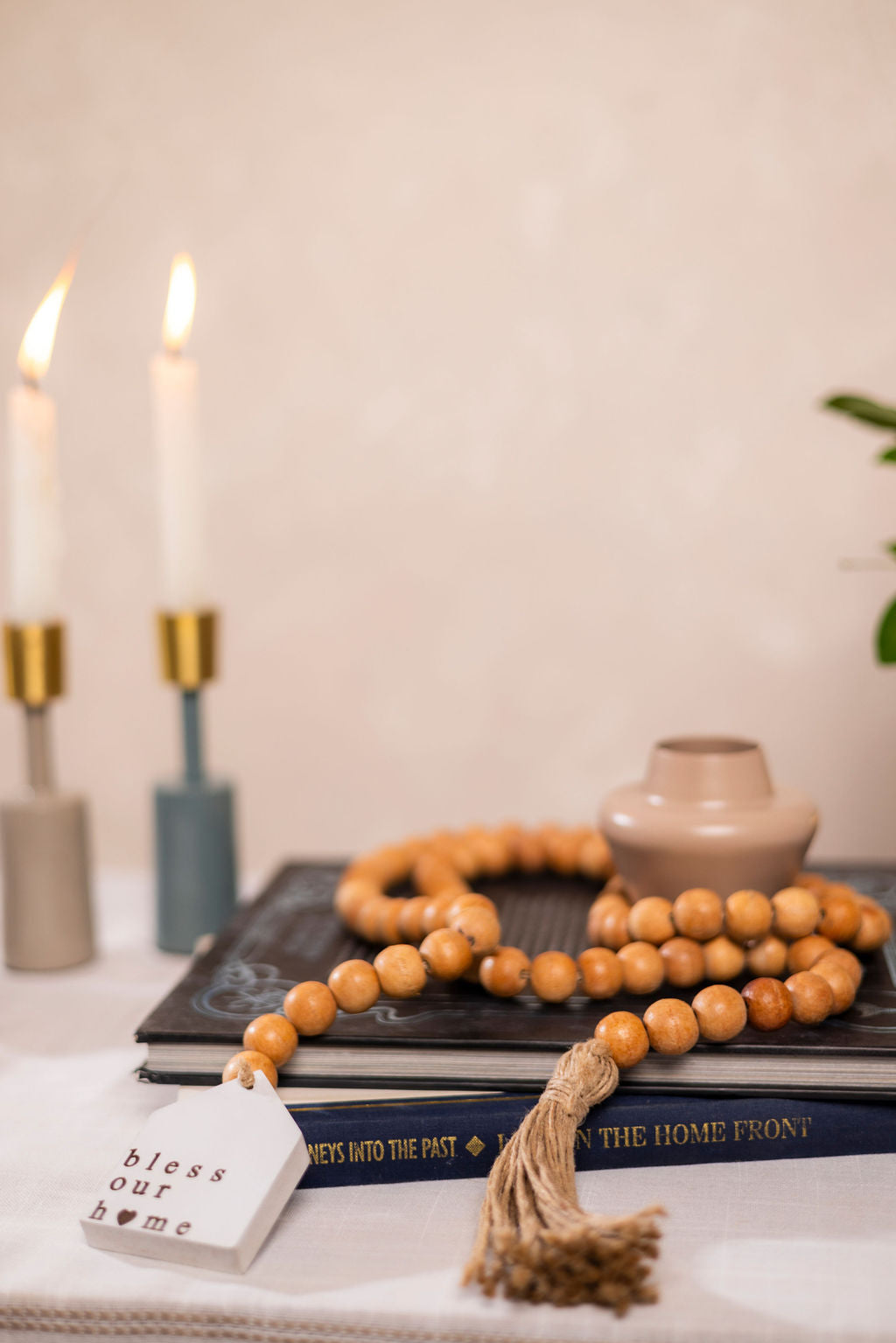 Natural Wooden Bead Garland Decor Object