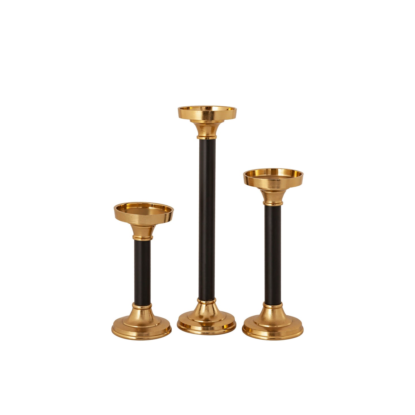 Black & Gold Candle Holders- Set Of 3