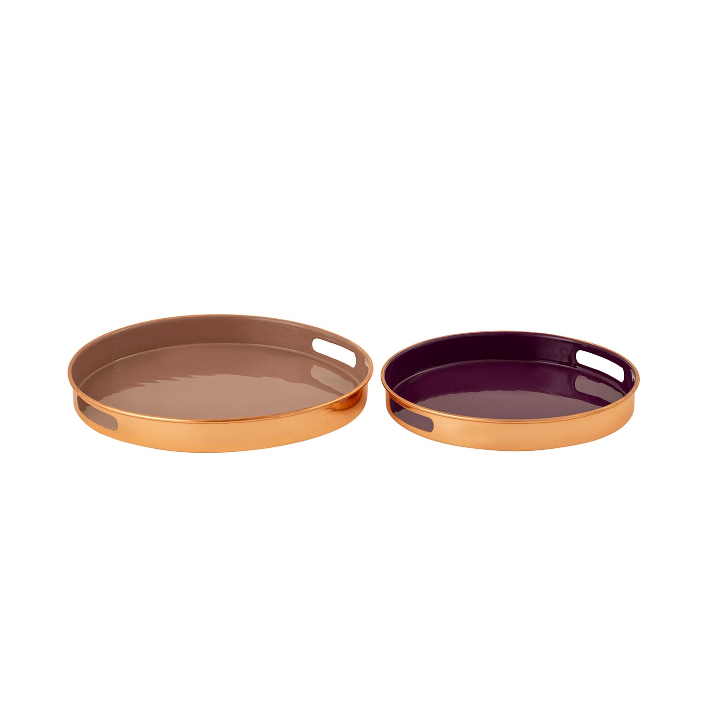 Enamel Round Copperside Tray- Set Of 2