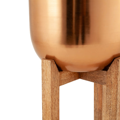 Wood Stand With Copper Planter